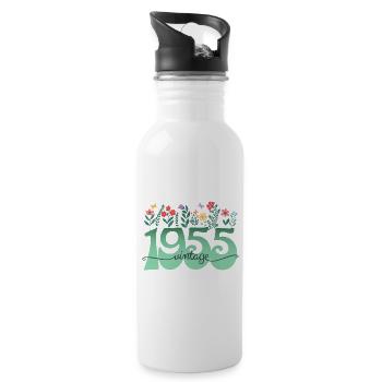 Blumenmuster 1955 Geburtstagsfeier Frau 70 Jahre - Trinkflasche mit integriertem Trinkhalm - Weiß - Rechts