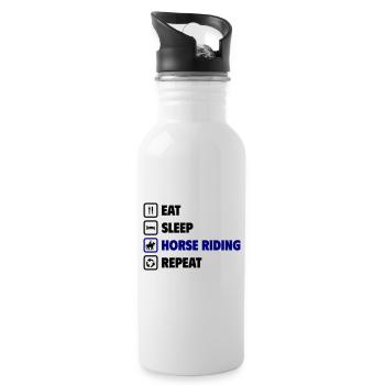 Eat Sleep Horse Riding Repeat - Water bottle with straw - white - Right