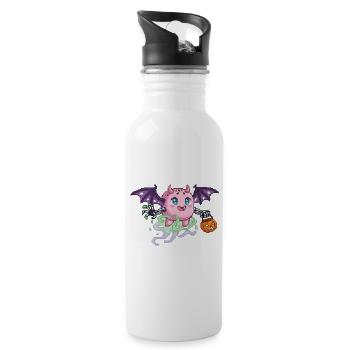 Kawaii Halloween Monster Pixel Art Design - Trinkflasche mit integriertem Trinkhalm - Weiß - Rechts