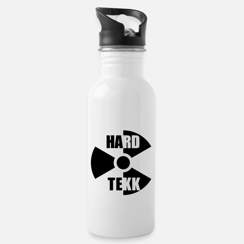 HARDTEKK ATOM LOGO - Trinkflasche mit integriertem Trinkhalm - Weiß