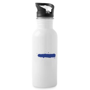 Farbstrich blau Kleckse Farbspritzer Geschenk - Trinkflasche mit integriertem Trinkhalm - Weiß - Rechts