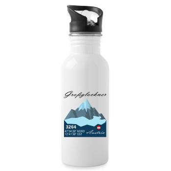 Großglockner austria Skifahren Geschenk Urlaub - Trinkflasche mit integriertem Trinkhalm - Weiß - Rechts