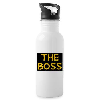 BOSS. MANAGER. CHIEF. - BOSS. - HUMOR. LUSTIG - Trinkflasche mit integriertem Trinkhalm - Weiß - Rechts