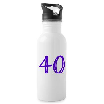 40 YEARS. 40th ANNIVERSARY. BIRTHDAY 40 YEARS. 40 - Water bottle with straw - white - Right