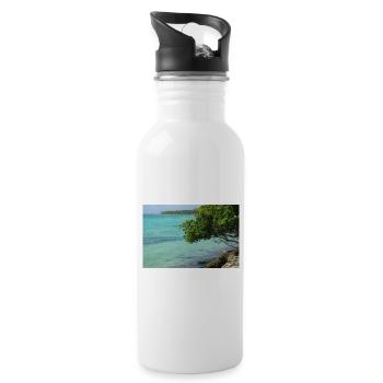 VACANCES. VIVE LES VACANCES. VACANCES. MER - Gourde avec paille intégrée - blanc - Droite