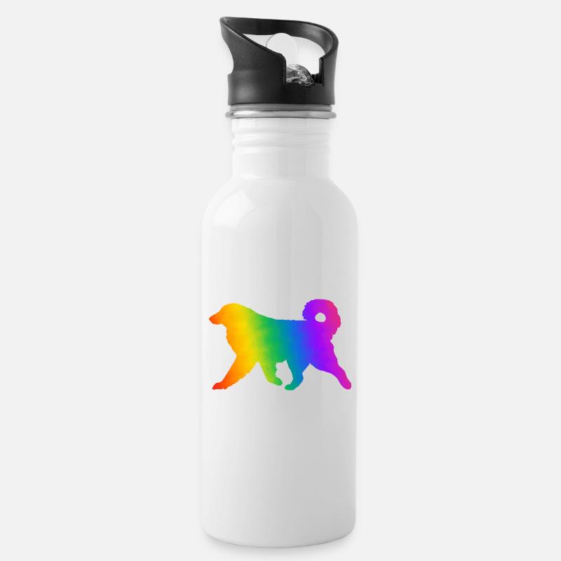 Pyrenäen-Sennenhund, vollständig anpassbar nach Wunsch - Trinkflasche mit integriertem Trinkhalm - Weiß