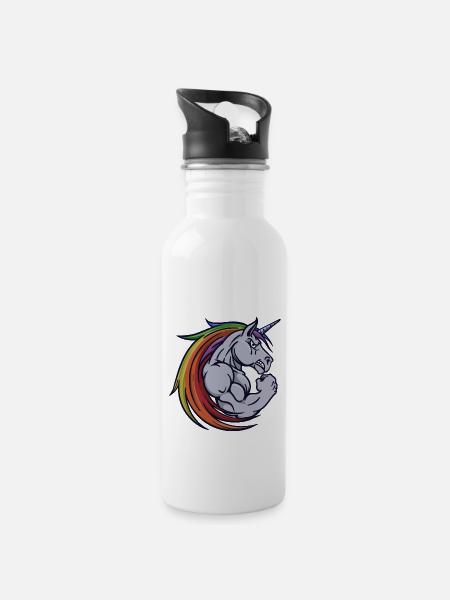 Motivation Building Muscle Gym Training Gym - Water bottle with straw - white