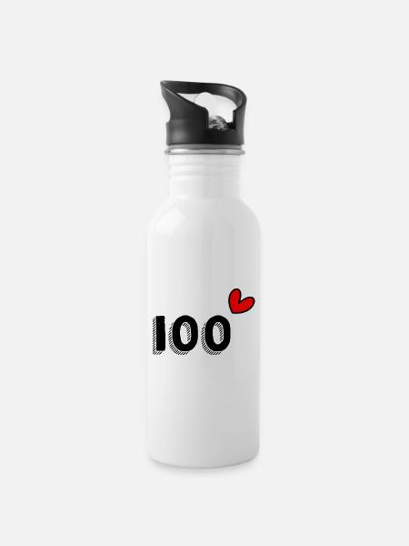 100 ANS. 100e ANNIVERSAIRE. ANNIVERSAIRE 100 ANS. - Gourde avec paille intégrée - blanc