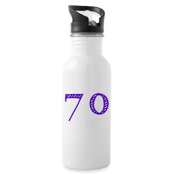 70 JAHRE. 70-JÄHRIGES JUBILÄUM. GEBURTSTAG 70 JAHRE. 70 - Trinkflasche mit integriertem Trinkhalm - Weiß - Rechts
