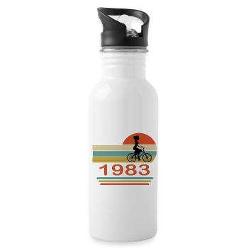 40 Anniversaire 1983 Vintage Retro Cycliste Cycliste - Gourde avec paille intégrée - blanc - Droite