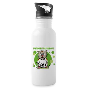 Fußball ist super! - Trinkflasche mit integriertem Trinkhalm - Weiß - Rechts