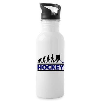 Evolution Hockey Player Cooles Geschenk - Trinkflasche mit integriertem Trinkhalm - Weiß - Rechts