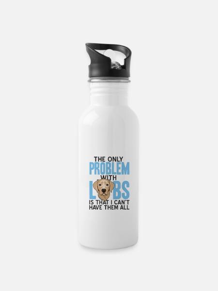 Labrador - Water bottle with straw - white