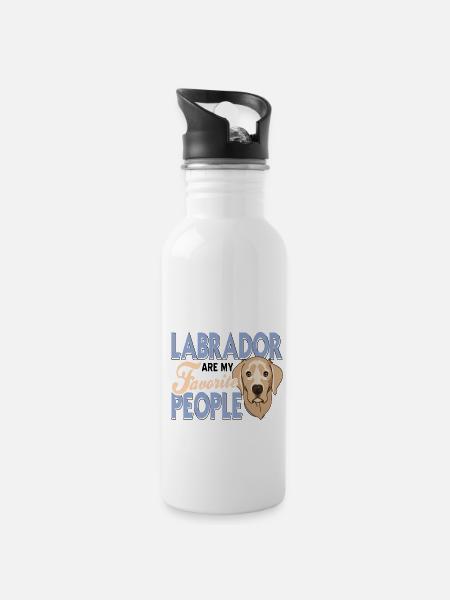 Labrador - Water bottle with straw - white
