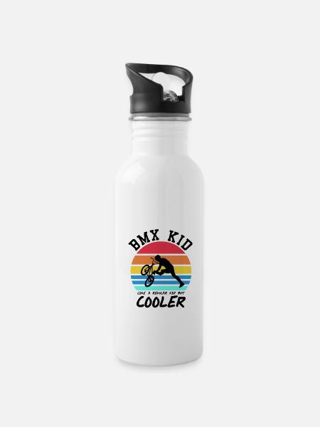 BMX - Trinkflasche mit integriertem Trinkhalm - Weiß