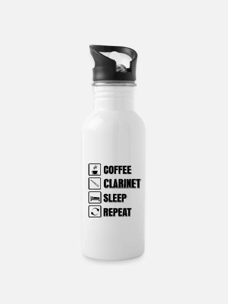 Klarinette - Trinkflasche mit integriertem Trinkhalm - Weiß