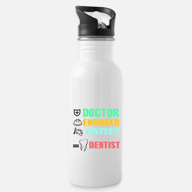 Dentiste - Gourde avec paille intégrée - blanc