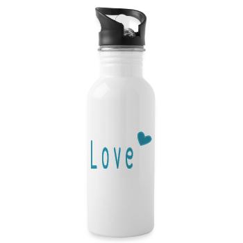 VALENTINSTAG. ICH LIEBE DICH. ICH LIEBE DICH. LIEBE. LIEBE - Trinkflasche mit integriertem Trinkhalm - Weiß - Rechts