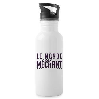 Le monde est méchant - Gourde avec paille intégrée - blanc - Droite