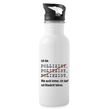 Ich bin Polizist - Trinkflasche mit integriertem Trinkhalm - Weiß - Rechts