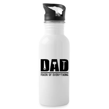 Dad - Fixer Of Everything Dad Gift - Water bottle with straw - white - Right
