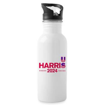 US Elections 2024 Harris - Water bottle with straw - white - Right