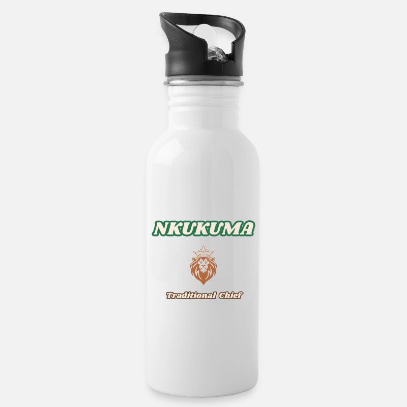 Nkukuma - König - Chief - Trinkflasche mit integriertem Trinkhalm - Weiß