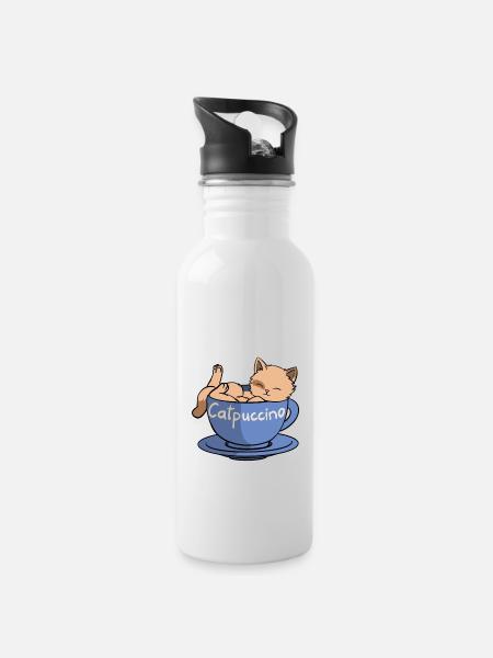 Catpuccino - Water bottle with straw - white