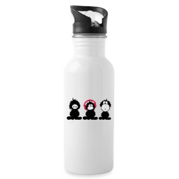 Monster Smuffel nichts hören sehen sagen Geschenk - Trinkflasche mit integriertem Trinkhalm - Weiß - Rechts