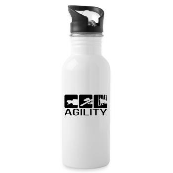 AGILITY 2 Hundesport Wilsigns Hund Hundemotiv - Trinkflasche mit integriertem Trinkhalm - Weiß - Rechts