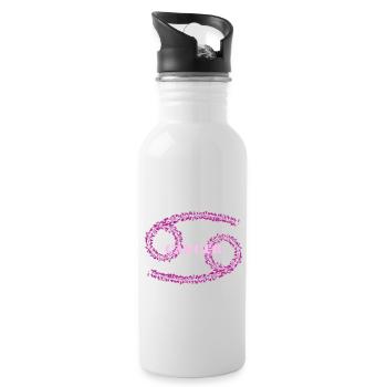 Cancer zodiac symbol, abstraction - Water bottle with straw - white - Right