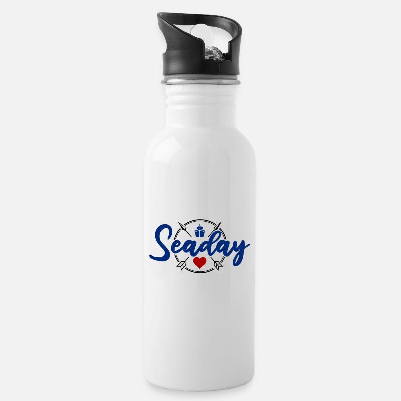 Seaday - Trinkflasche mit integriertem Trinkhalm - Weiß