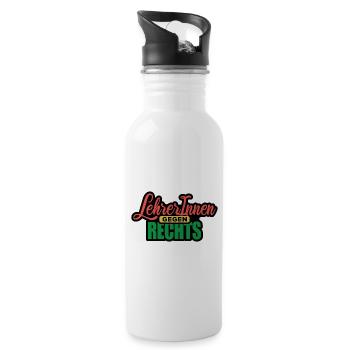 LehrerInnen gegen rechts Gegen Rechts, gegen Hetze - Trinkflasche mit integriertem Trinkhalm - Weiß - Rechts