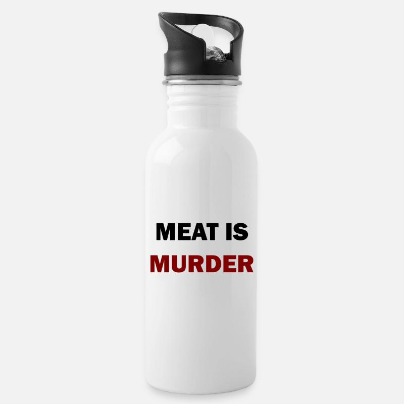 meat is murder - Trinkflasche mit integriertem Trinkhalm - Weiß
