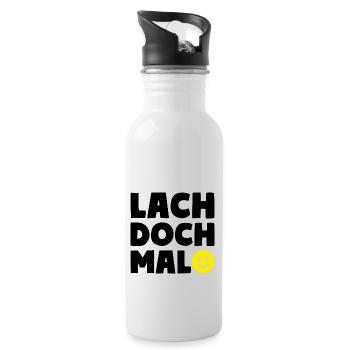 LACH DOCH MAL Smiley Motto - Trinkflasche mit integriertem Trinkhalm - Weiß - Rechts