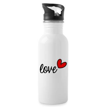 LIEBE. GERADE VERHEIRATET. VALENTINSTAG. JUNGGESELLINNENABSCHIED - Trinkflasche mit integriertem Trinkhalm - Weiß - Rechts