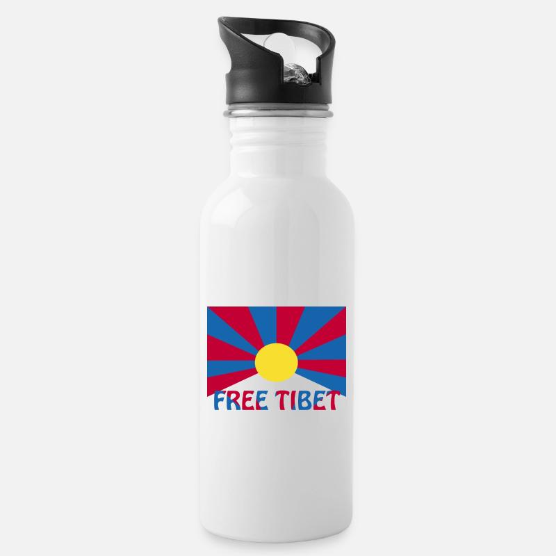 free tibet - Trinkflasche mit integriertem Trinkhalm - Weiß