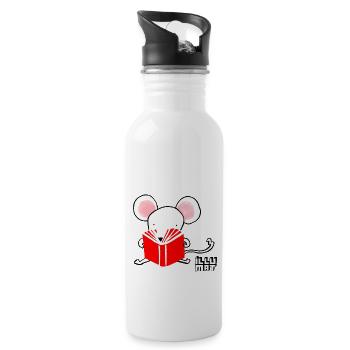 Kleine Leseratte - Trinkflasche mit integriertem Trinkhalm - Weiß - Rechts