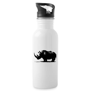 Rhino Silhouette - Water bottle with straw - white - Right
