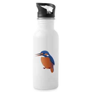 Kingfisher Bird Graphic / Illustration - Water bottle with straw - white - Right