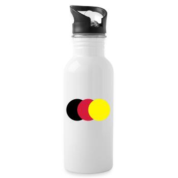 farbige Punkte - Trinkflasche mit integriertem Trinkhalm - Weiß - Rechts