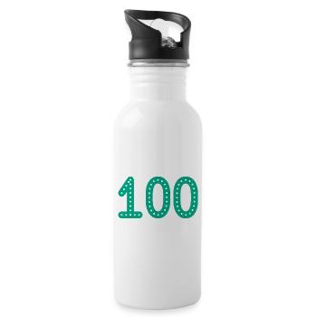 100 ANS. 100e ANNIVERSAIRE. ANNIVERSAIRE 100 ANS. - Gourde avec paille intégrée - blanc - Droite