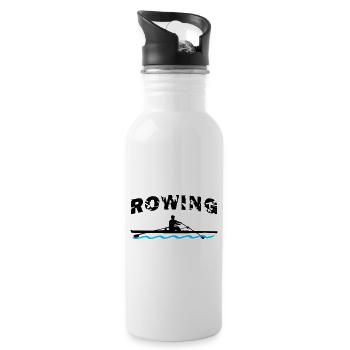 Rudern, Ruderboot, Ruderer - Trinkflasche mit integriertem Trinkhalm - Weiß - Rechts