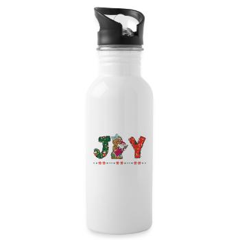 Frohe Weihnachten Weihnachtsmann Hohoho - Trinkflasche mit integriertem Trinkhalm - Weiß - Rechts