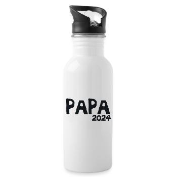 Papa 2024 Künftiger Papa 2024 - Trinkflasche mit integriertem Trinkhalm - Weiß - Rechts