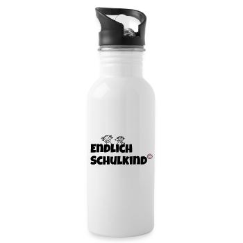 Endlich Schulkind - Trinkflasche mit integriertem Trinkhalm - Weiß - Rechts