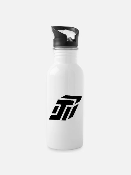Abstract J Brief - Trinkflasche mit integriertem Trinkhalm - Weiß