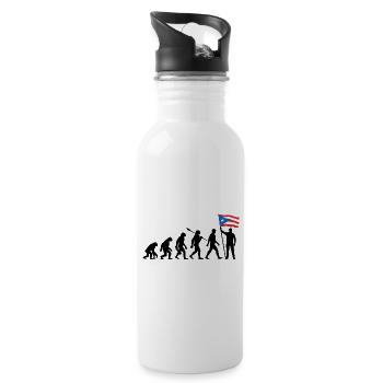 Puerto Rico - Evolution - Flagge - Nation - Trinkflasche mit integriertem Trinkhalm - Weiß - Rechts