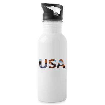USA Landscape America Red Canyon Gift Idea - Water bottle with straw - white - Right