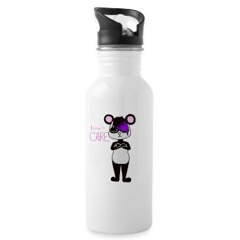 Panda I DONT CARE - Water bottle with straw - white - Right